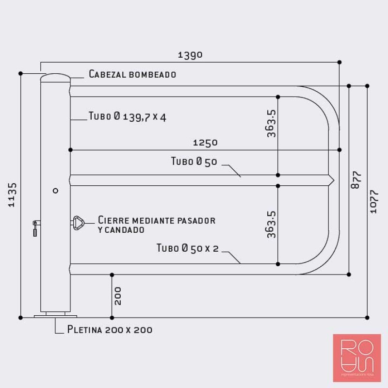 Barrera giratòria de llargada 1,4 mt